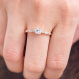 Round Cut Moissanite Engagement Ring, Unique Vintage Design, Choose Your Stone Size & Metal