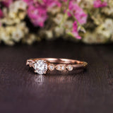 Round Cut Moissanite Engagement Ring, Unique Vintage Design, Choose Your Stone Size & Metal