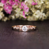 Round Cut Moissanite Engagement Ring, Unique Vintage Design, Choose Your Stone Size & Metal