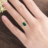 1.75ct Emerald Cut Lab Grown Emerald Engagement Ring, Vintage Design, Choose Your Metal