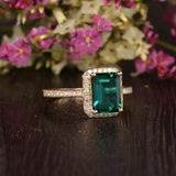 1.75ct Emerald Cut Lab Grown Emerald Engagement Ring, Vintage Design, Choose Your Metal
