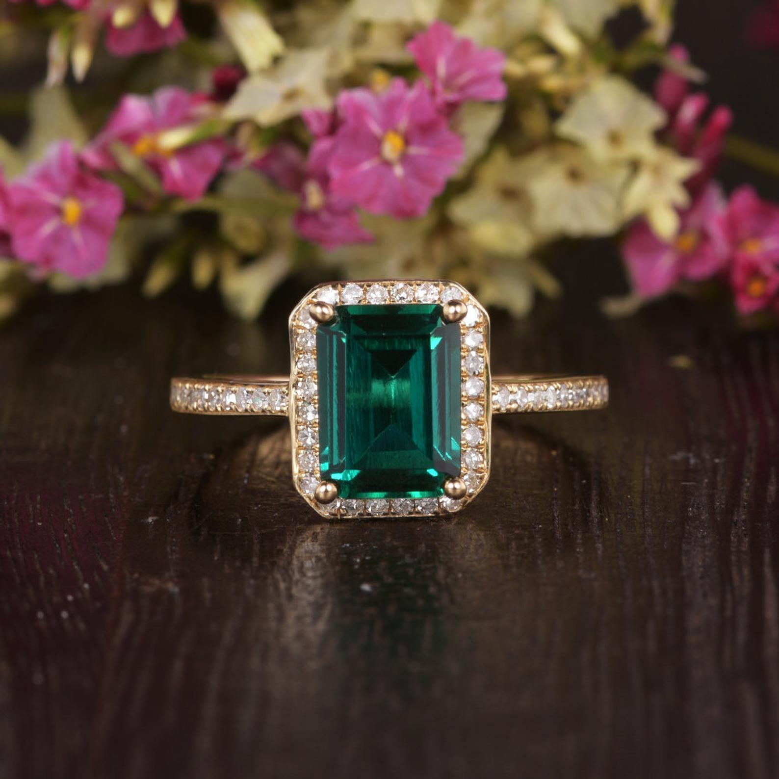 Victorian emerald engagement shop rings