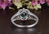 1.25ct Round Cut Lab Grown Emerald Engagement Ring, Vintage Design, Choose Your Metal