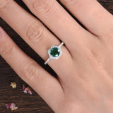 1.00ct Round Cut Lab Grown Emerald Engagement Ring, Vintage Design, Choose Your Metal