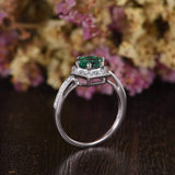 1.00ct Round Cut Lab Grown Emerald Engagement Ring, Vintage Design, Choose Your Metal