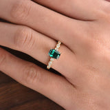 1.25ct Cushion Cut Lab Grown Emerald Engagement Ring, Vintage Design, Choose Your Metal