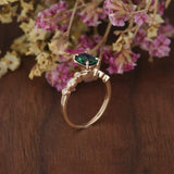 1.25ct Cushion Cut Lab Grown Emerald Engagement Ring, Vintage Design, Choose Your Metal