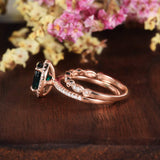 2.00ct Oval Cut Lab Grown Emerald Bridal Ring Set, Vintage Design, Choose Your Metal