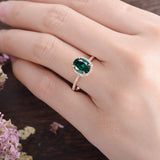 2.00ct Oval Cut Lab Grown Emerald Engagement Ring, Vintage Design, Choose Your Metal