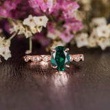 1.25ct Oval Cut Lab Grown Emerald Engagement Ring, Vintage Design, Choose Your Metal