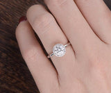 Round Cut Moissanite Engagement Ring, Art Deco Halo Design, Choose Your Stone Size & Metal