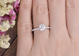 Cushion Cut Moissanite Engagement Ring, Hidden Halo Design, Choose Your Stone Size & Metal