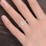Round Cut Moissanite Engagement Ring, Art Deco Halo Design, Choose Your Stone Size & Metal