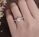Round Cut Moissanite Engagement Ring, Unique Vintage Design, Choose Your Stone Size & Metal