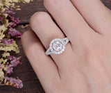 Round Cut Moissanite Engagement Ring, Unique Vintage Halo Design, Choose Your Stone Size & Metal