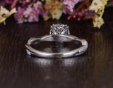 Round Cut Moissanite Engagement Ring, Vintage Twist Design, Choose Your Stone Size & Metal