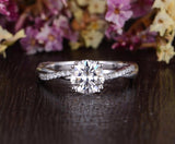 Round Cut Moissanite Engagement Ring, Vintage Twist Design, Choose Your Stone Size & Metal