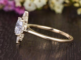 Oval Cut Moissanite Engagement Ring, Unique Vintage Halo Design, Choose Your Stone Size & Metal