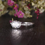 Oval Cut Moissanite Engagement Ring, Unique Vintage Design, Choose Your Stone Size & Metal