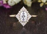 Oval Cut Moissanite Engagement Ring, Unique Vintage Halo Design, Choose Your Stone Size & Metal