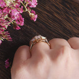 Oval Cut Moissanite & Opal Engagement Ring, Edwardian Design, Choose Your Stone Size & Metal