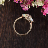 Oval Cut Moissanite & Opal Engagement Ring, Edwardian Design, Choose Your Stone Size & Metal