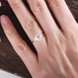 Oval Cut Moissanite & Opal Engagement Ring, Edwardian Design, Choose Your Stone Size & Metal