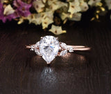 Pear Cut Moissanite Engagement Ring, Vintage Design, Choose Your Stone Size & Metal