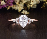 Pear Cut Moissanite Engagement Ring, Vintage Design, Choose Your Stone Size & Metal