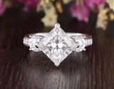 Princess Cut Moissanite Engagement Ring, Vintage Design, Choose Your Stone Size & Metal