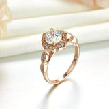 1.20ct Rose Gold, Round Brillaint Cut Diamond Halo Ring, 925 Sterling Silver Engagement Ring