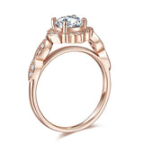 1.20ct Rose Gold, Round Brillaint Cut Diamond Halo Ring, 925 Sterling Silver Engagement Ring