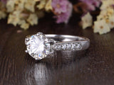 Round Cut Moissanite Engagement Ring, Vintage Six Claw Design, Choose Your Stone Size & Metal