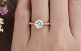 Round Cut Moissanite Engagement Ring, Vintage Six Claw Design, Choose Your Stone Size & Metal
