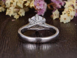 Round Cut Moissanite Engagement Ring, Vintage Six Claw Design, Choose Your Stone Size & Metal