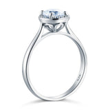 1.00ct Classic Round Cut Halo Diamond Engagement Ring, 925 Sterling Silver