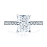 3.00ct Classic Radiant Cut Diamond Engagement Ring, 925 Sterling Silver