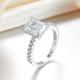 3.00ct Classic Radiant Cut Diamond Engagement Ring, 925 Sterling Silver