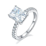 3.00ct Classic Radiant Cut Diamond Engagement Ring, 925 Sterling Silver
