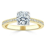 1.00ct Cushion Cut Moissanite Engagement Ring, Classic Style, Available in White Gold, Platinum, Rose Gold or Yellow Gold