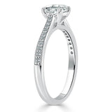 1.00ct Cushion Cut Moissanite Engagement Ring, Classic Style, Available in White Gold, Platinum, Rose Gold or Yellow Gold