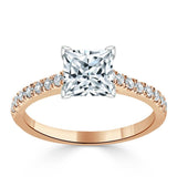 Lab-Diamond Princess Cut Engagement Ring, Classic Style, Choose Your Stone Size and Metal