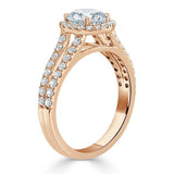 Lab-Diamond, Round Cut Halo Engagement Ring, Tiffany Style, Choose Your Stone Size and Metal