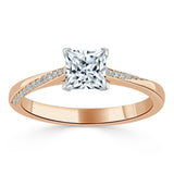 Lab-Diamond Princess Cut Engagement Ring, Classic Style, Choose Your Stone Size and Metal