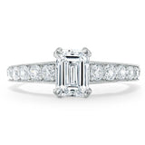 Lab-Diamond Emerald Cut Engagement Ring, Tiffany Style, Choose Your Stone Size and Metal