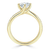 1.00ct Round Cut Moissanite Twist Engagement Ring, Classic Style, Available in White Gold, Platinum, Rose Gold or Yellow Gold