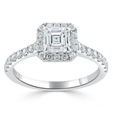 1.45ct Asscher Cut Moissanite Engagement Ring, Classic Halo, Available in White Gold, Platinum, Rose Gold or Yellow Gold