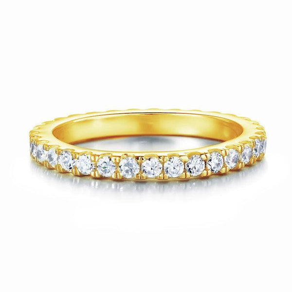 0.70ct Full Diamond Eternity Ring, Round Brilliant Cut Diamonds, 925 Sterling Silver, Yellow Gold Plated