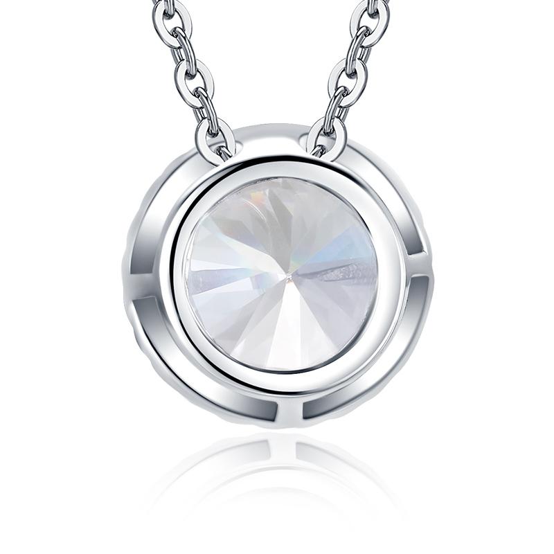 2.00ct Round Cut Diamond Halo Pendant, Bridal Halo Diamond Necklace, 925 Silver