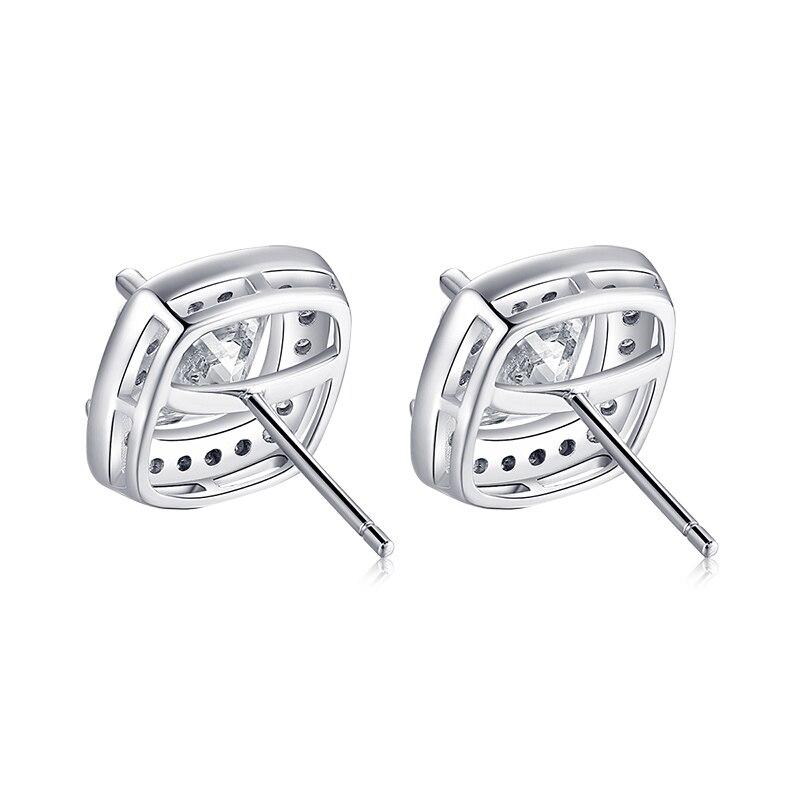 2.50ct Each Cushion Cut Halo Diamond Stud Earrings, 925 Sterling Silver